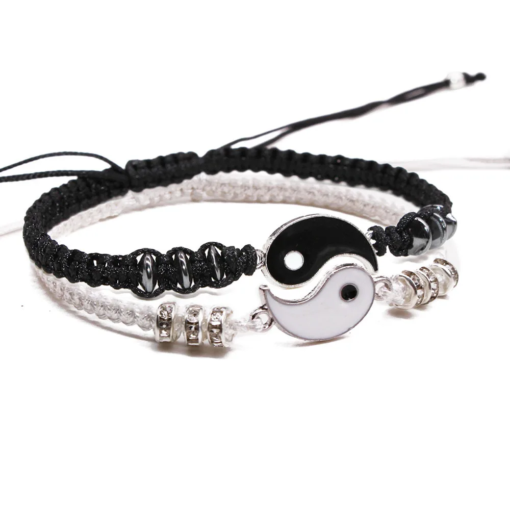 Best Friend Bracelets 2 Matching Yin Yang Adjustable Cord Bracelet For ...