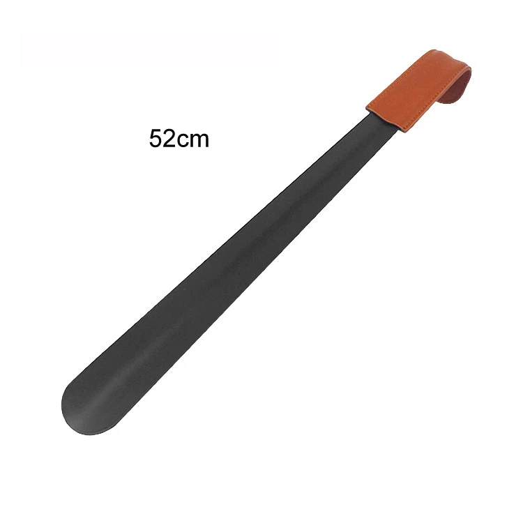 Comfortable Black Stainless Steel Luxury Shoehorn With Leather Handle 42cm