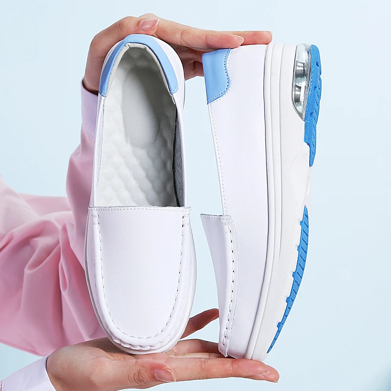Source Zapatos cómodos de cuero vaca para enfermera, calzado antideslizante para Hospital, color blanco on m.alibaba.com