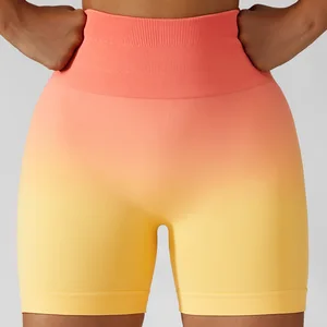 TOPKO Gradient Seamless Breathable Tight Fitting Women's Elastic Hip Lifting Fitness Yoga Shorts