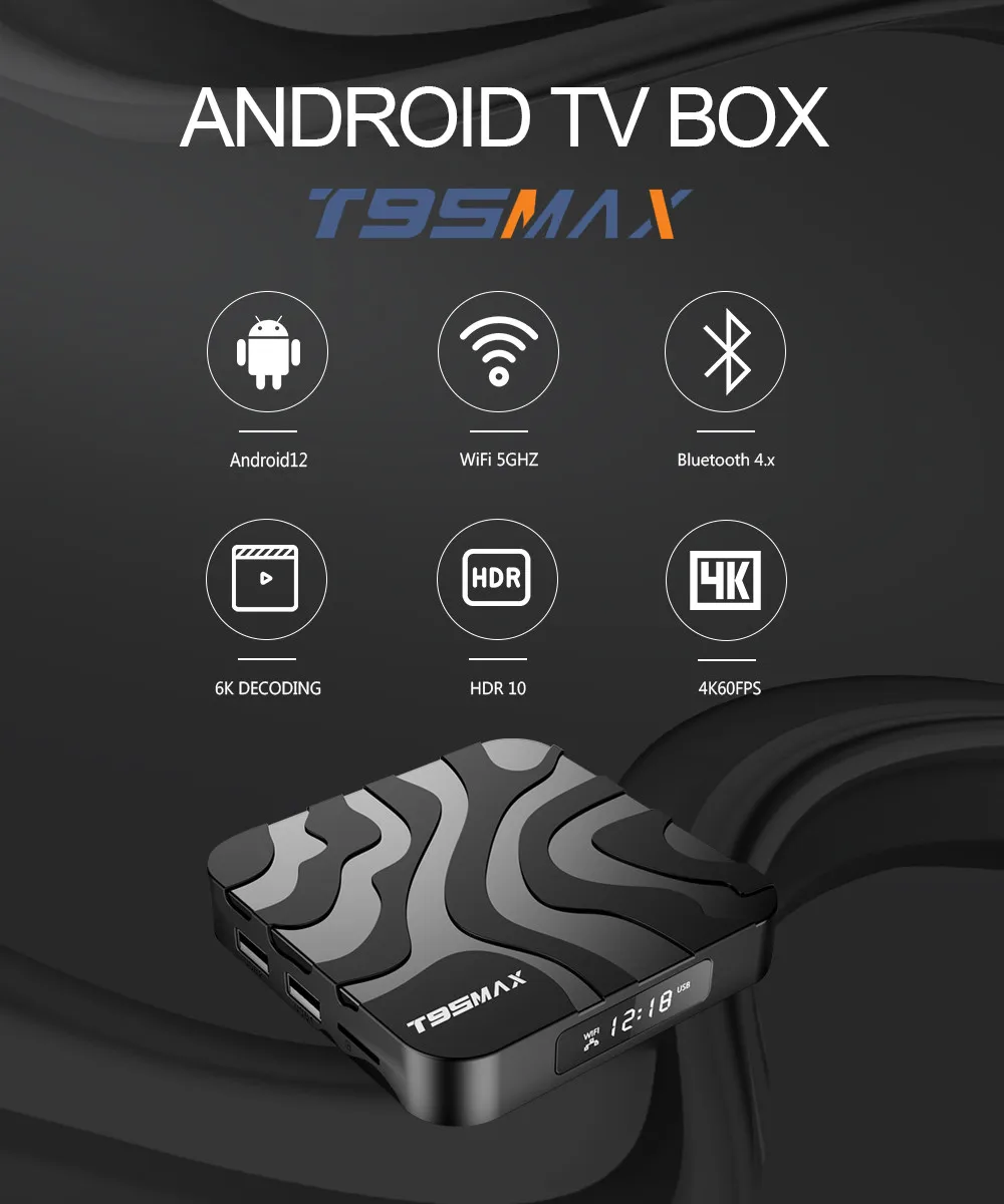 Excel Digital Android 12 Tv box T95 MAX Allwinner H618 BT4.0 5G Wifi Tv box 4K 6K 4GB 32GB Smart Android Tv box VS T95 X96
