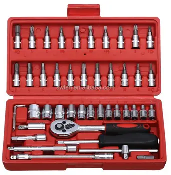 top sell 46pcs socket wrench set 1/4" Dr  Good CR-V sockets Set  Ratchet Wrench Tools Set