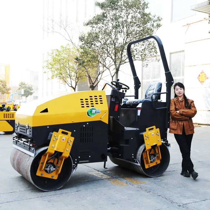 Бесплатная Доставка 1 тонный 2-тонный дизельный Одноместный Двойной барабанный мини-дорожный каток вибрационный на роликовом уплотнении