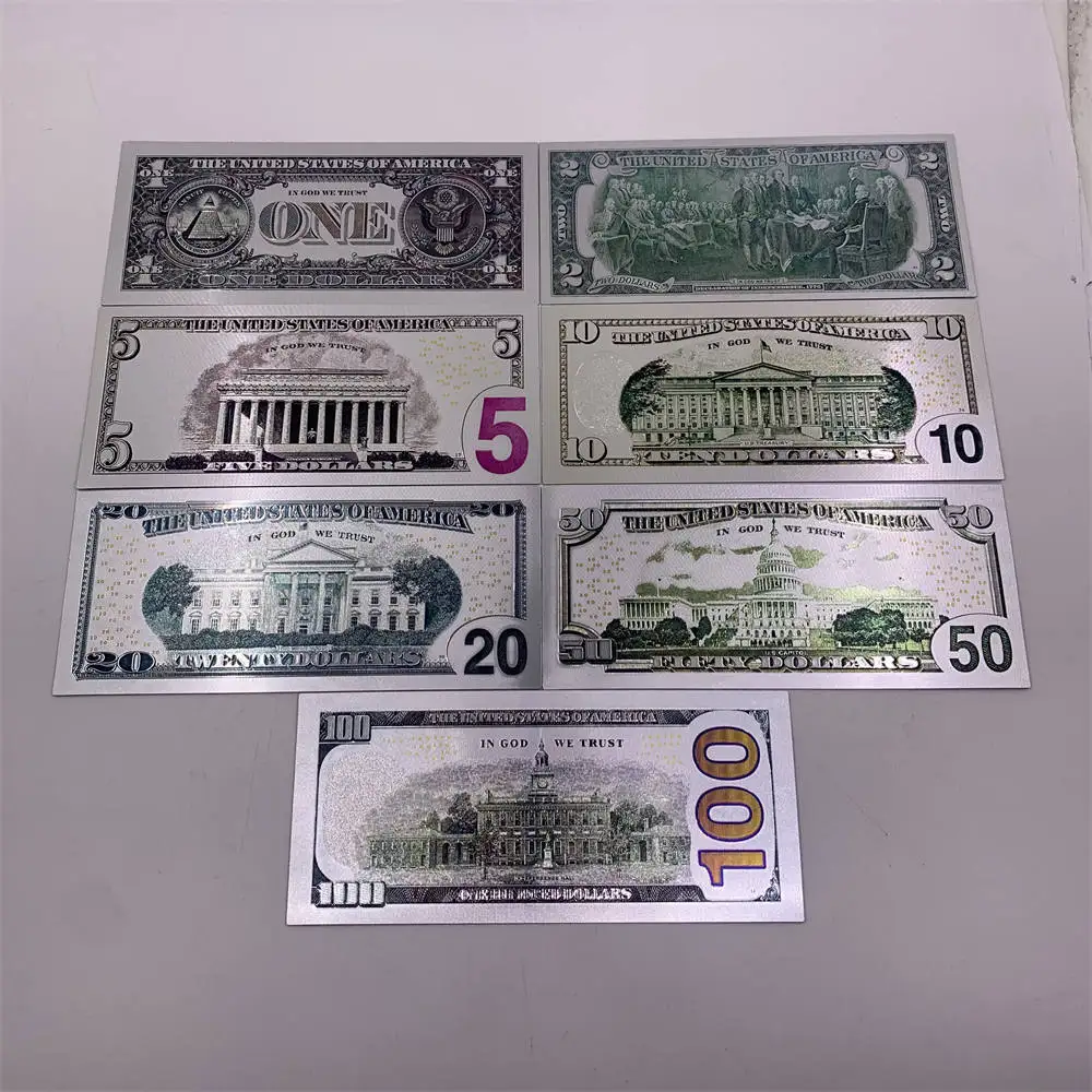 美式美元银纸币1 2 5 10 20 50 100美元纸币宠物材料工艺收藏