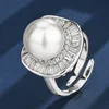open size Platinum white pearl ring