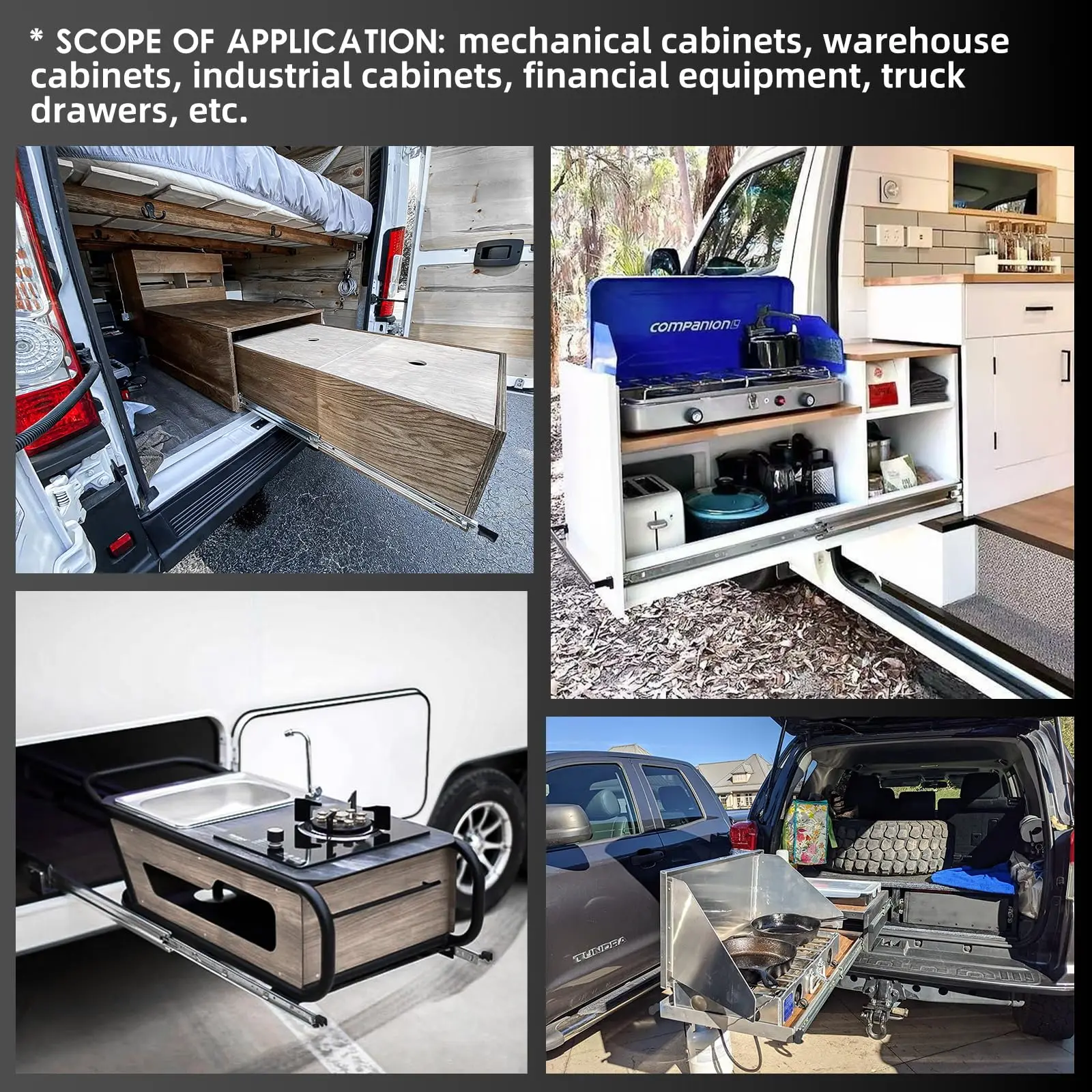 Deslizos de caj&oacute;n de servicio pesado de 5.3 cm de ancho 1.8 mm de 1.8 mm de servicio pesado con bloqueo de rodamiento de rodamiento de bolas de extensi&oacute;n completa para 12 14 16 18 20 20 22 