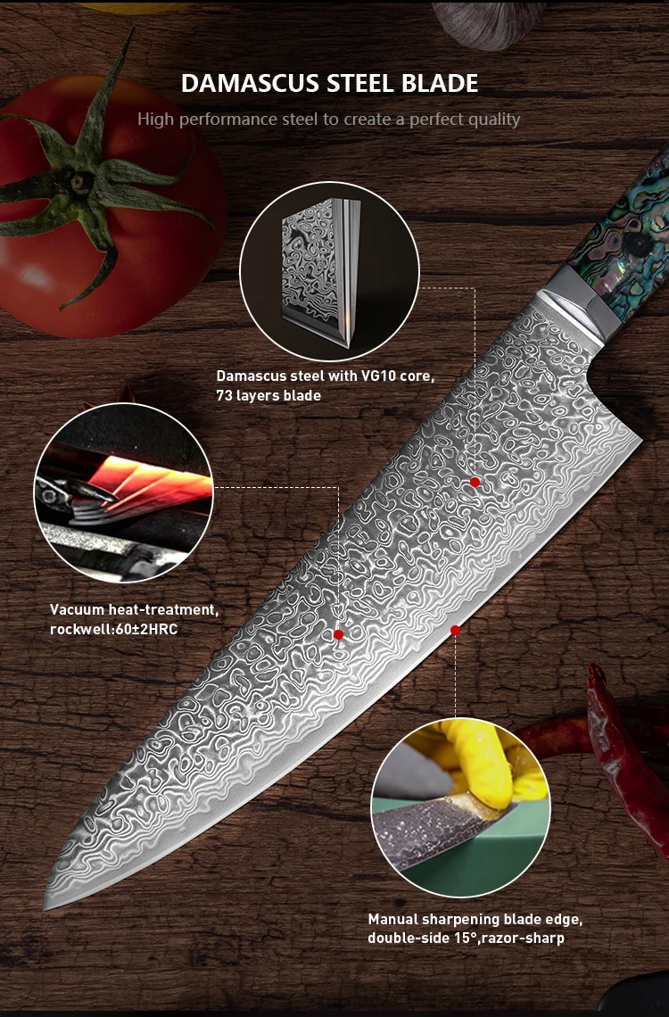 High Quality Knife Set Abalone Shell Handle 10 Piece Damascus Vg10 Knife Sets Buy Knife Sets