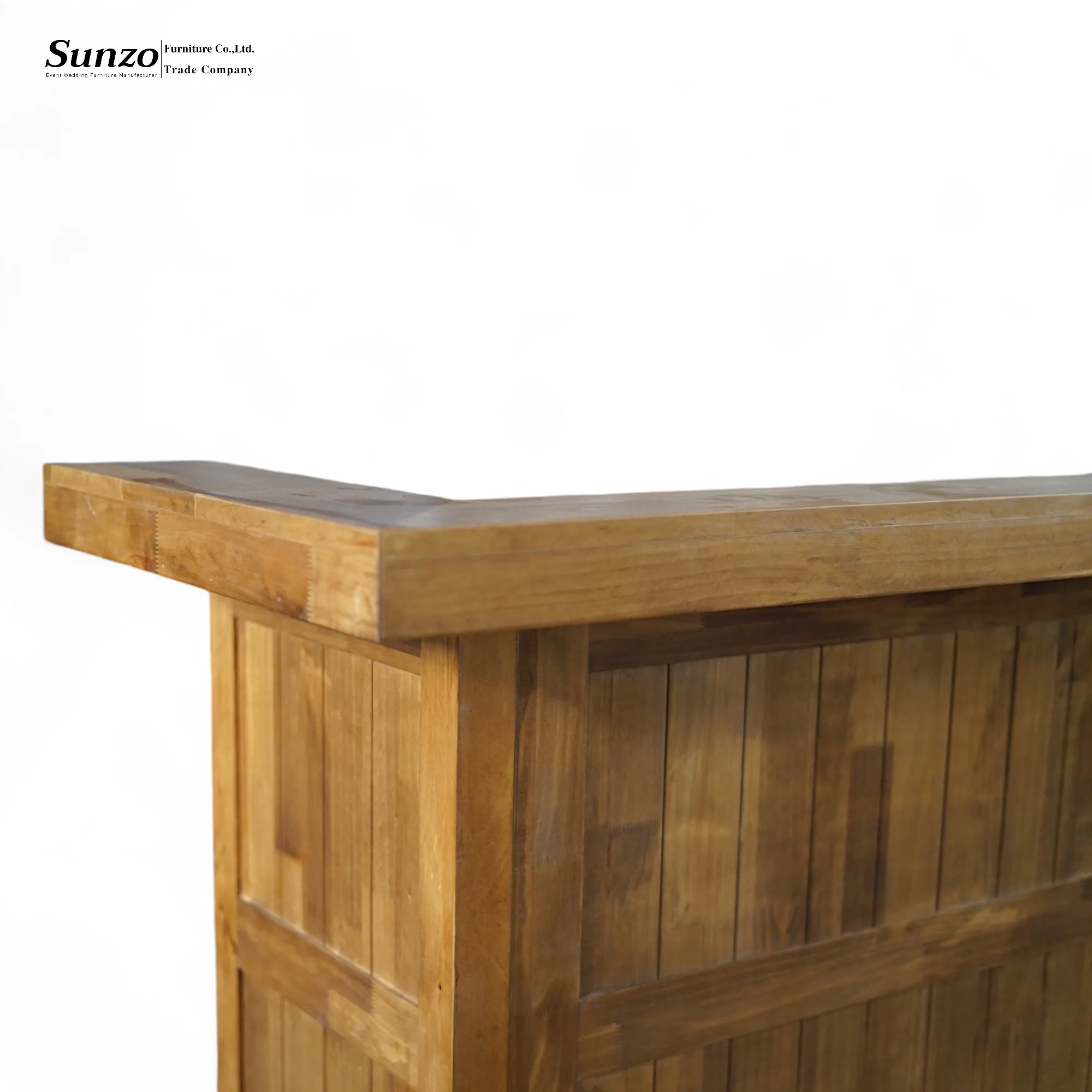 Customized Contemporary Pine Wood Bar Counter Table Wheels for Hotel Cafe Restaurant Outdoor Dining Home Bar Interior Display