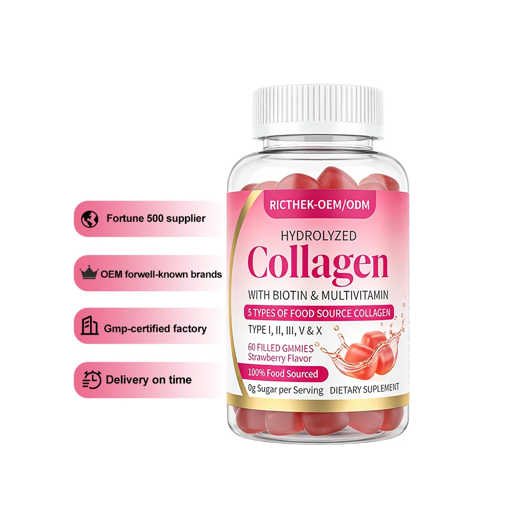 ODM&OEM Peptides Brightening Skin Whitening Gummies Peptides Collagen Supplements Collagen L-glutathione Gummis