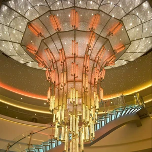 ECOJAS Transparent Glass Rod Luxury Style Chandelier for Shopping Mall Hotel Lobby Large Venue Project Lighting
