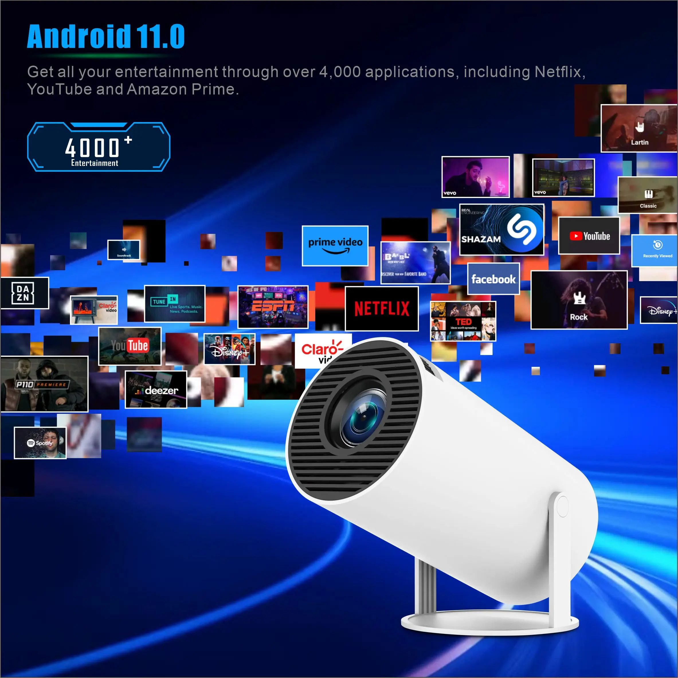 Outdoors Mini Video Projector 720P Home Theater Portable 130inch Screen Projection Display WIFI BT HY300 Smart Projectors