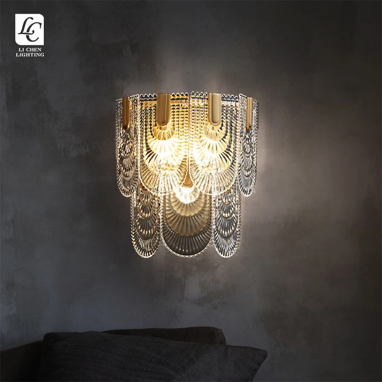W0021-1 New Product Indoor Decoration Living Room Bedroom Staircase Glass LED Luxury Wall Lamp    