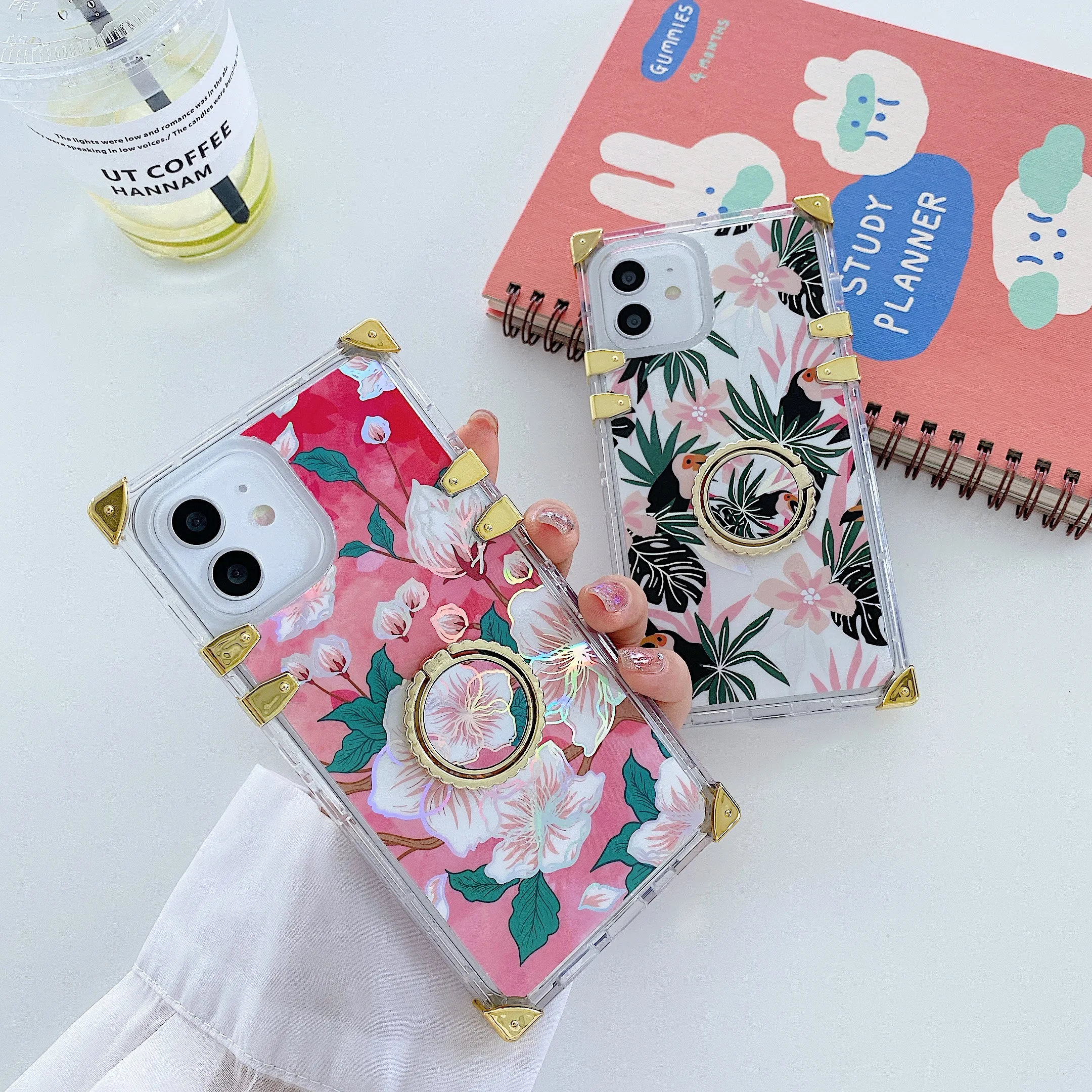 Capa De Celular Quadrada Para Iphone,Capinha De Celular Para Iphone 13 12  Pro Max Xr Menina,Suporte De Anel,Floral,Macia E Elegante De Luxo,Tpu - Buy  Caixa Quadrada Para Iphone 13 12 Pro Max,Caixa