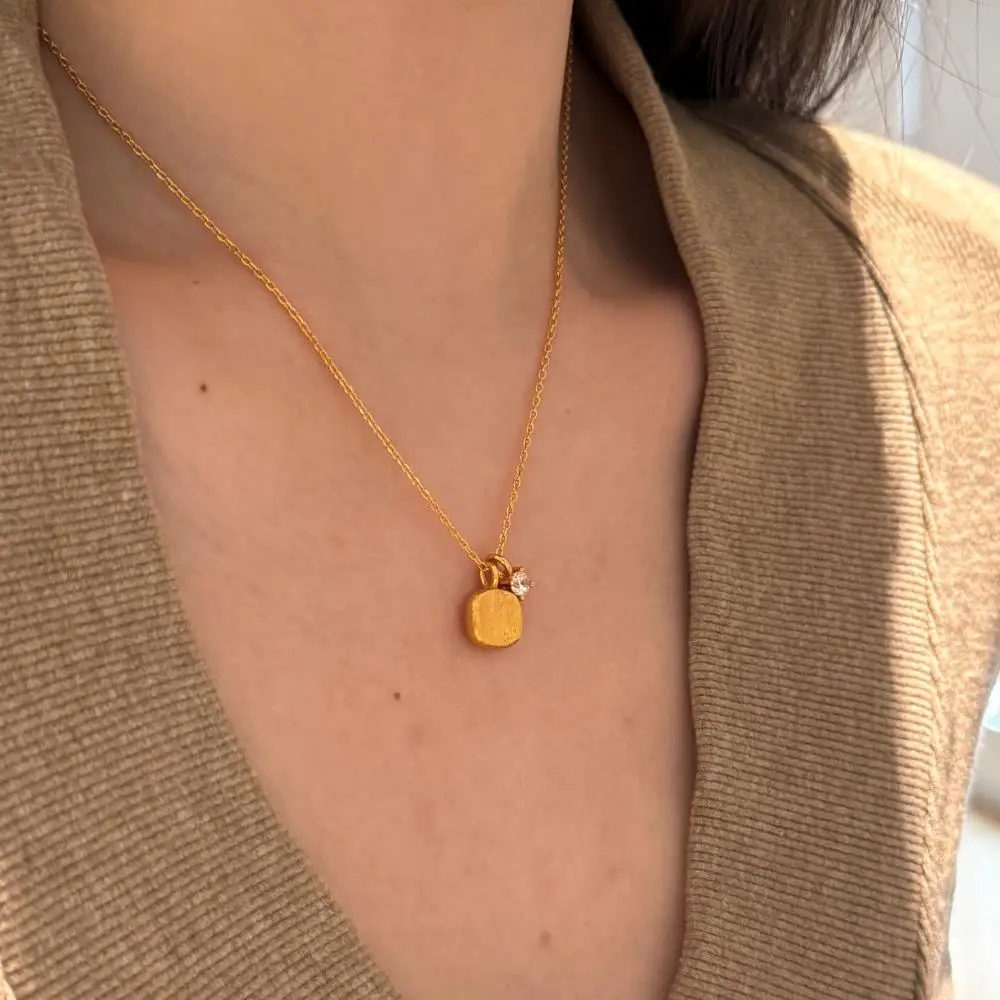 KAKODIY Ins new 22K gold plated jewelry 925 sterling silver small cube pendant necklace 5A zircon detail 4
