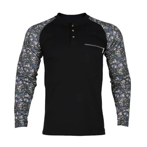 Custom OEM Welding Arc Flash Protective FR Cotton Long Sleeve Moisture Wicking Industrial Workwear Fire Resistant Henley Shirt