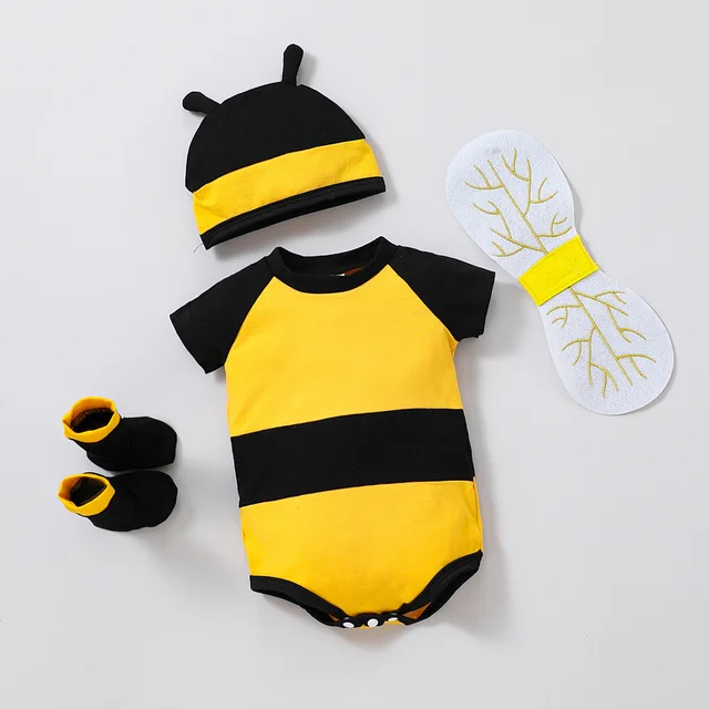 Cross-border baby bee styling clothing newborn baby short-sleeved jumper one-year-old photo dress multi-piece set wholesale