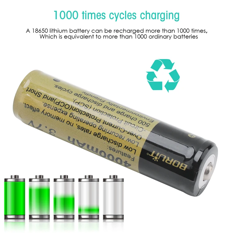 Boruit 3.7v 4000mah Li-ion Rechargeable 18650 Lithium Batterie - Buy ...