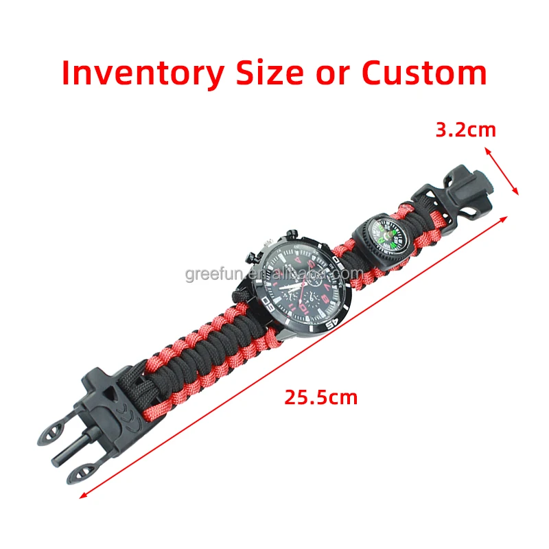 Outdoor Custom Paracord Bracelet With Knife Compass Watch Survival