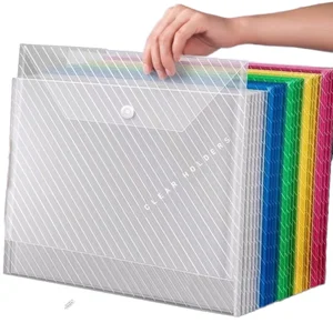 F1739 A4 White Thickened Button Storage Bag  A4 Document Holder Transparent File Bag with Test Paper