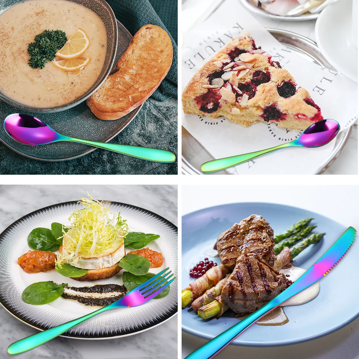 Luxury Cutlery Set Stainless Steel Knife Spoon Fork Cutlery Silverware Golden Cutlery Set for Wedding