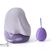 Purple hooded water droplet U-pillow with purple storage box