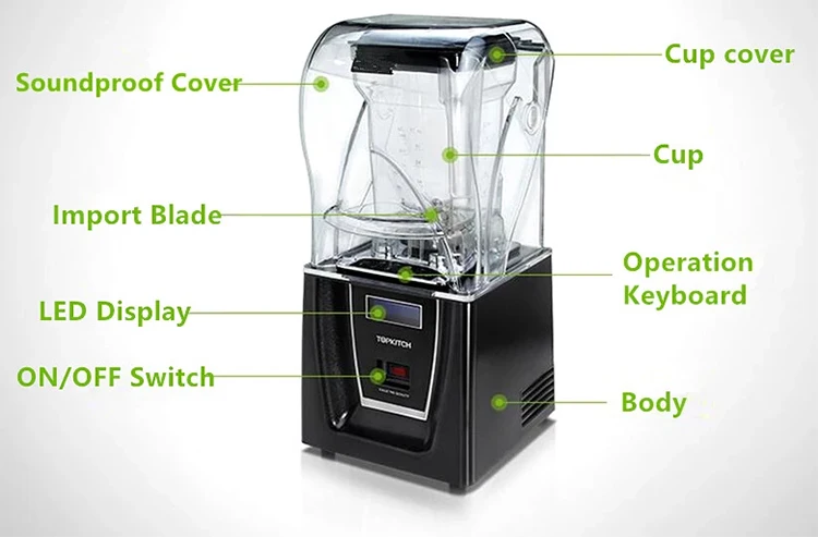 Commercial Blender Heavy Duty Stainless Steel Blender With Touchscreen And Sound Cover manufacture