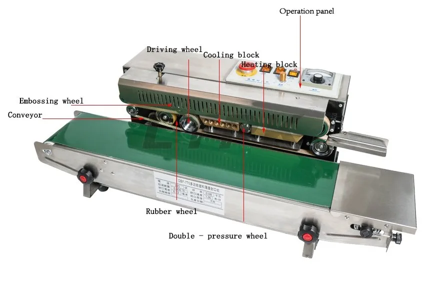  FR770 Plastic Bag Soild Ink Continuous Band Sealer Sealing Machine Expanded Food Band Sealer