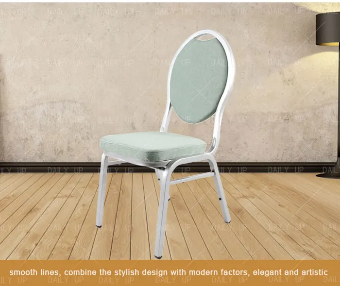 Light Green Stacking Hotel Banquet Chair Metal Frame Elegant Chair With Round Backrest For Restaurant Dining And Wedding Event
