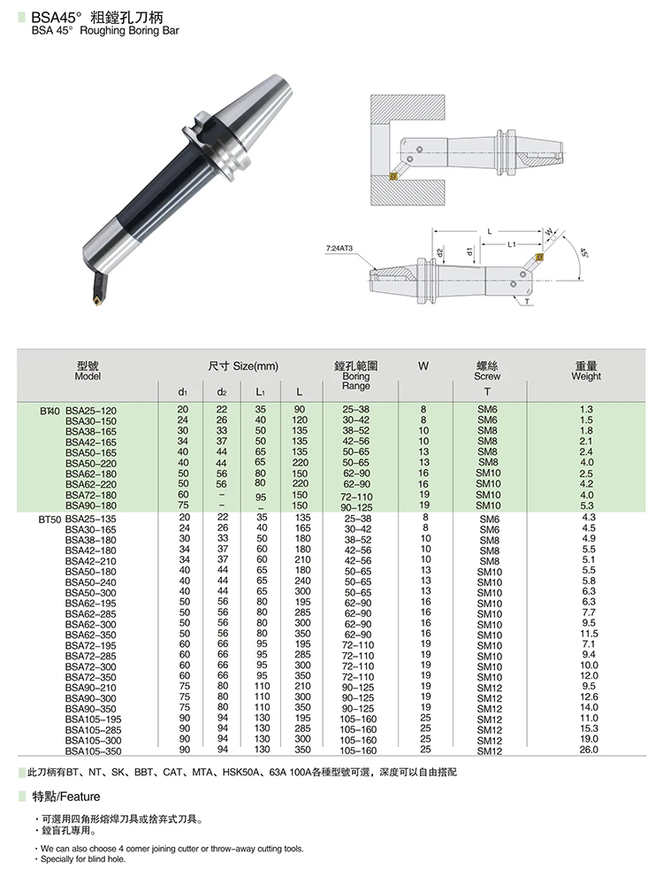 Rough Boring Cutter Bt40 Bt50 Bsa 45 Degree Bsb 90 Degree Sleeve Lathe