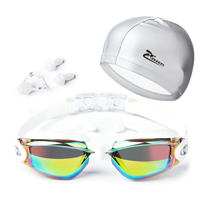 Set Nuoto NawMud: Occhialini Polarizzati Antiappannamento + Cuffia In Silicone | Protezione UV, Visione Chiara