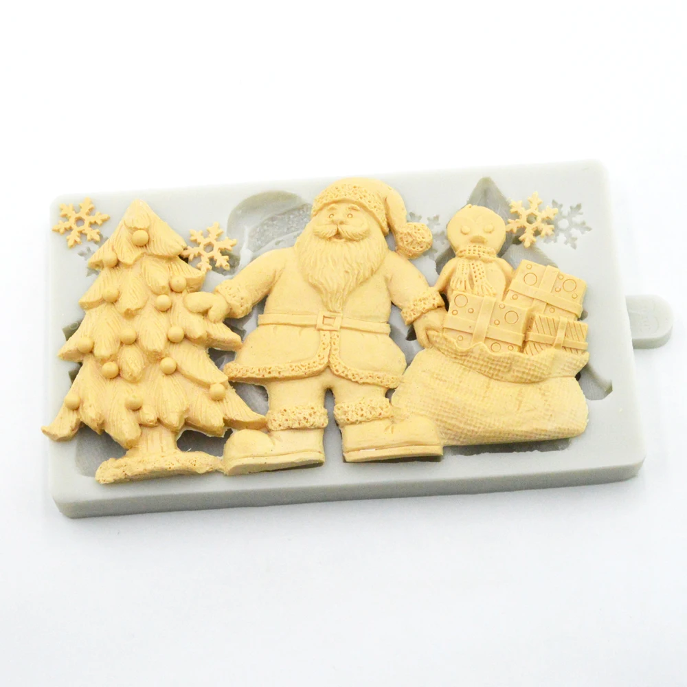 Christmas Tree Santa Snowflake Mould DIY Silicone Fondant Baking Decoration Tool Chocolate Mould Silicone Mould