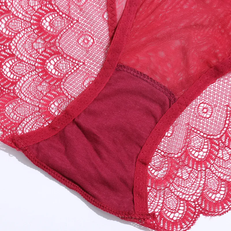 Breathable Hollow Out Mesh Ladies Panties Sexy See Though Lace Ladies