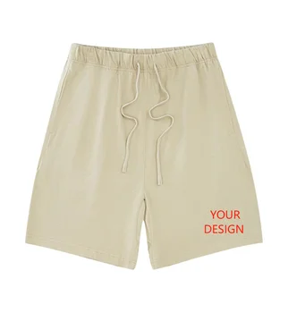100% cotton men's shorts Drawstring waist band athletic 275GSM heavyweight shorts for men