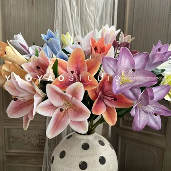 High Quality 3D Printed Silk Perfume Lily Fast Hand Internet Celebrant Hotel Home Table Wedding Decoration Tone-Fast Flower