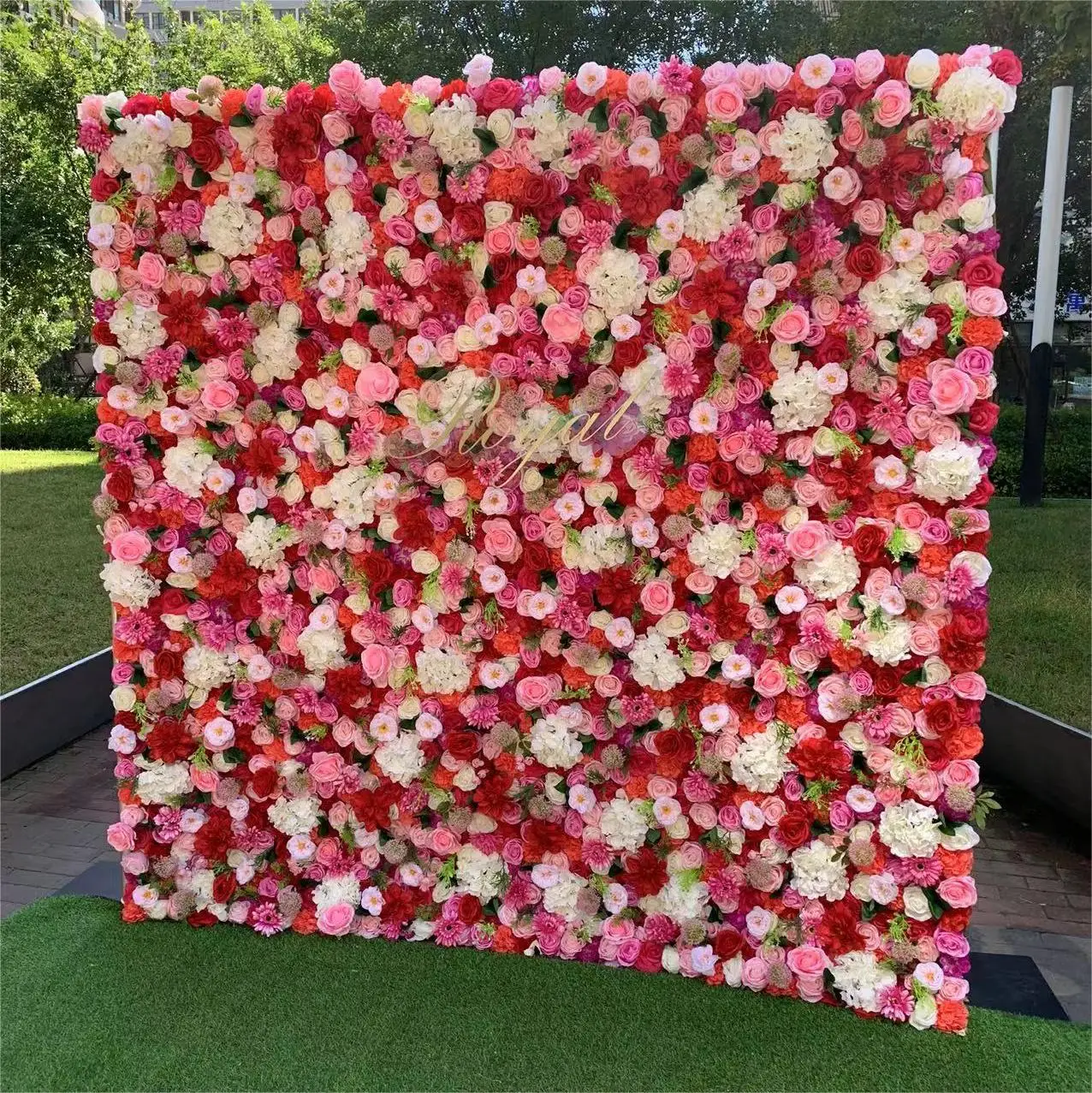 Artificial Flowerwall Fabric 3d Rose Flower Wall Wedding Decor Roll Up ...