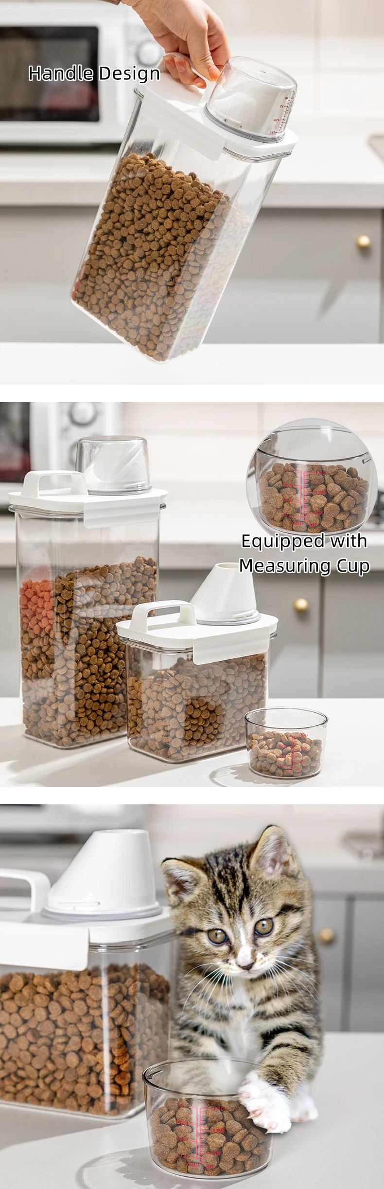 Wholesale 2.3l Airtight Plastic Dog Cat Food Storage Containers Large
