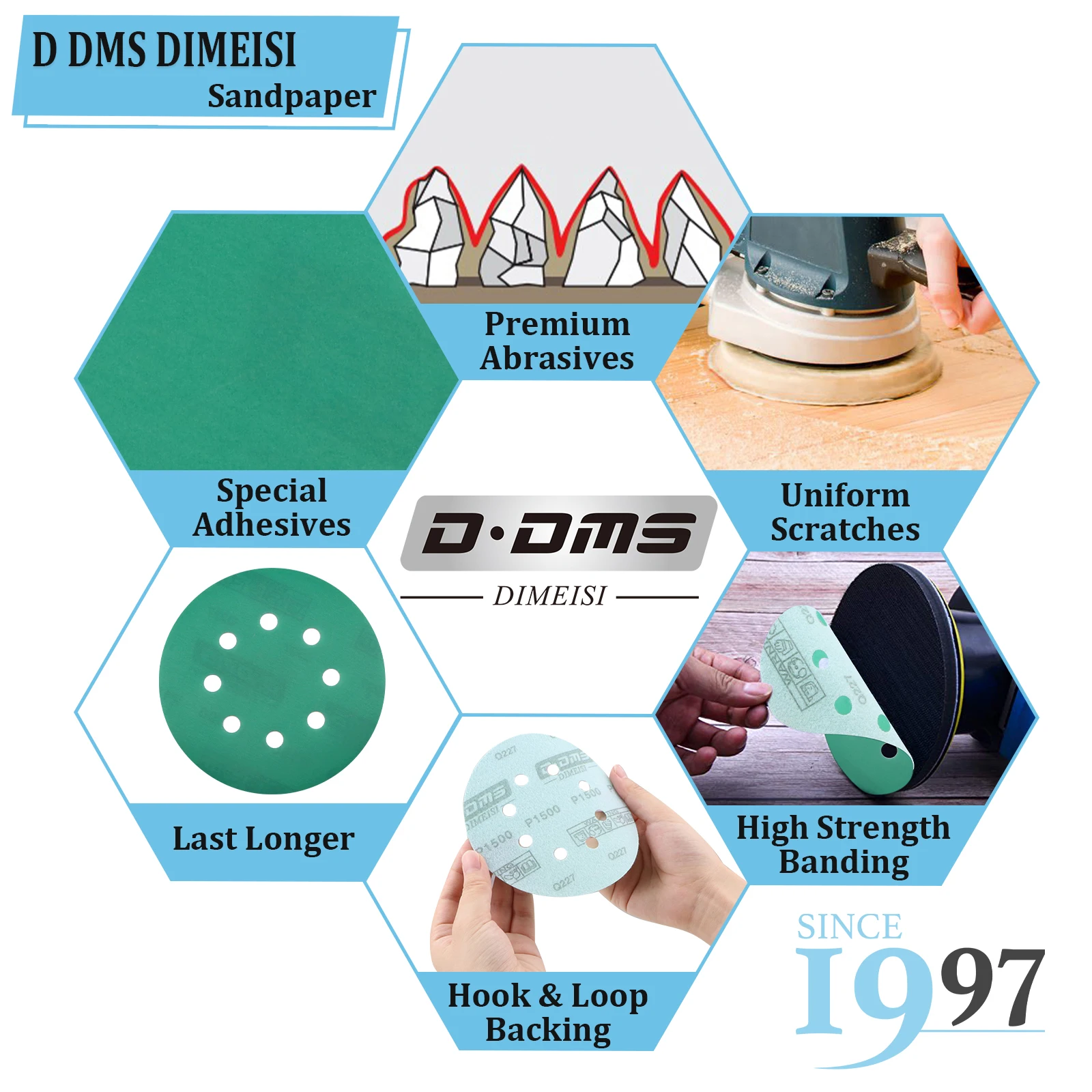 D DMS DIMEISI Q227 Customized New Product 125mm Automotive and Woodworking Abrasive Sanding Discs