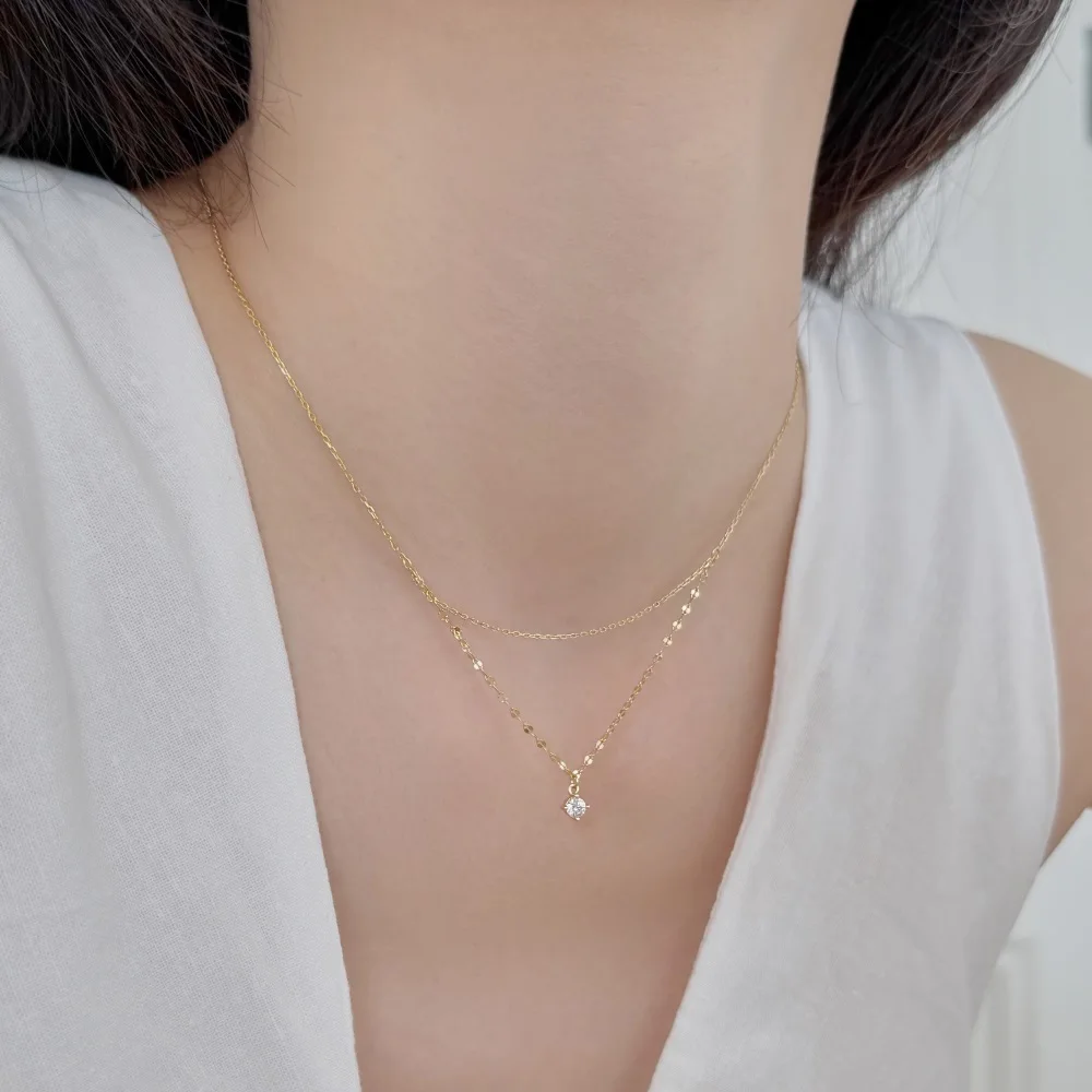 KAKODIY Layered Clover 5A Zirconia Pendant Necklace Rhodium 18K Gold Plated Exquisite Layered Long Necklace for Women detail 1
