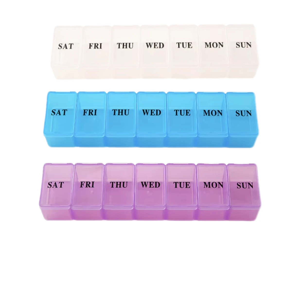 7-Day Pill Organizer Keychain Portable Plastic PP Weekly Tablet Box Rectangular Travel Medicine Case