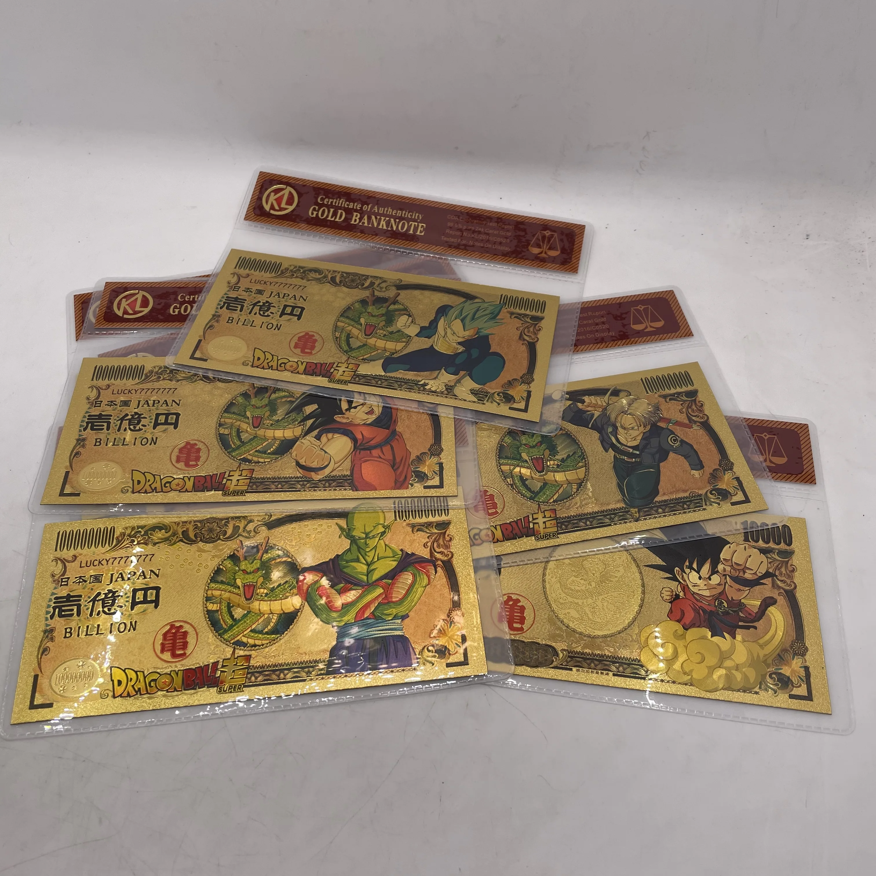 DBZ 41 Designs Japan Dragon Ball Bejita Yonsei Vegeta IV 10000 Yen Gold Plastic Banknote for Classic Childhood Memory Collection