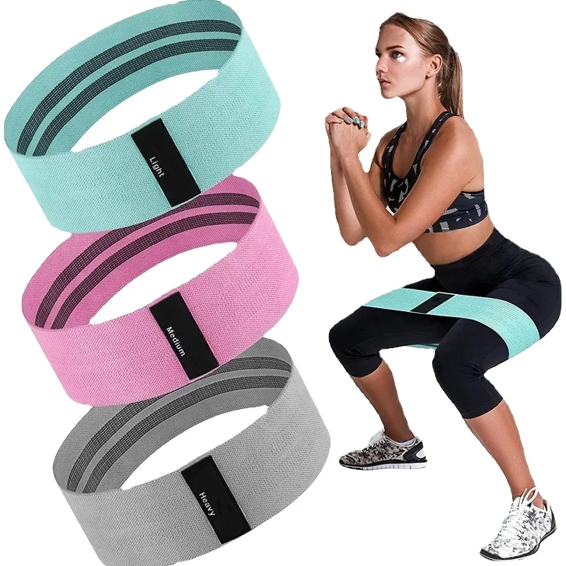 Factory Fabric Polyester Resistance Bands Custom Yoga Hip Booty Bands  Workout Home Gym Exercise Fitness Bands Gym Equipment SML