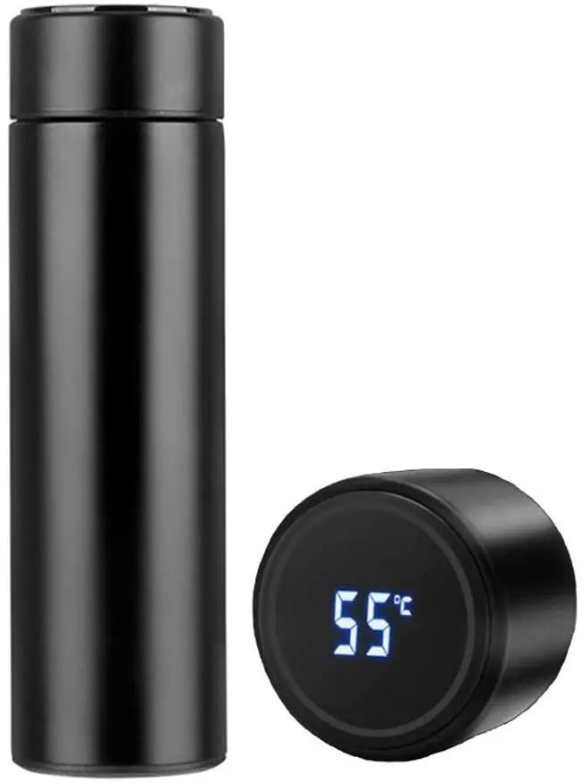 Ben DIN Coffee Thermos - Smart Sports Water Bottle with LED Temperature Display, Black