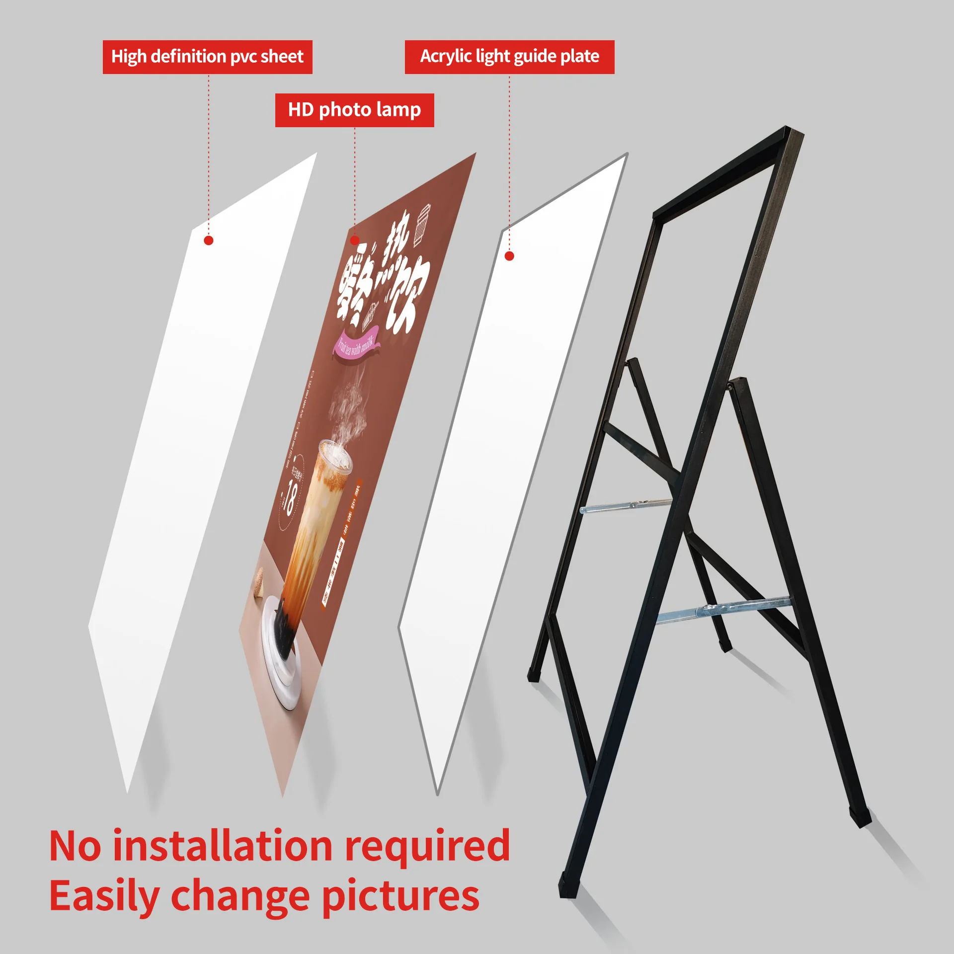 Led a-frame sign stand a stand sign board display factory sale