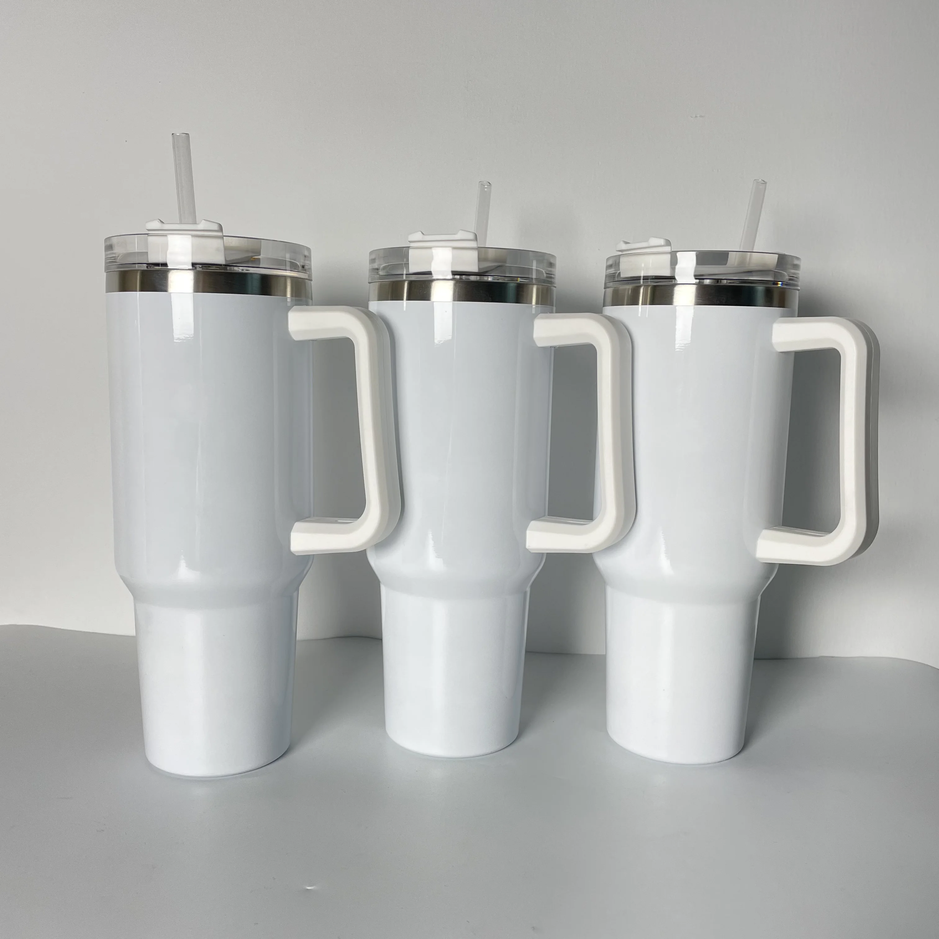 Vacuum Insulated 40oz Coffee Tumbler With Flat Lid And Handle Coffee