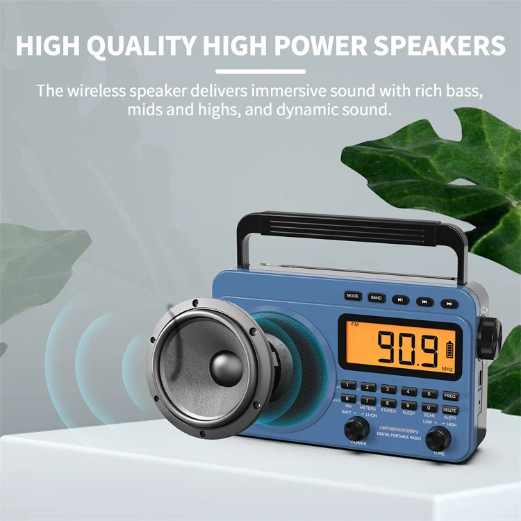 Portable AM/FM/SW/WX Radio with 4000mah Rechargeable Battery