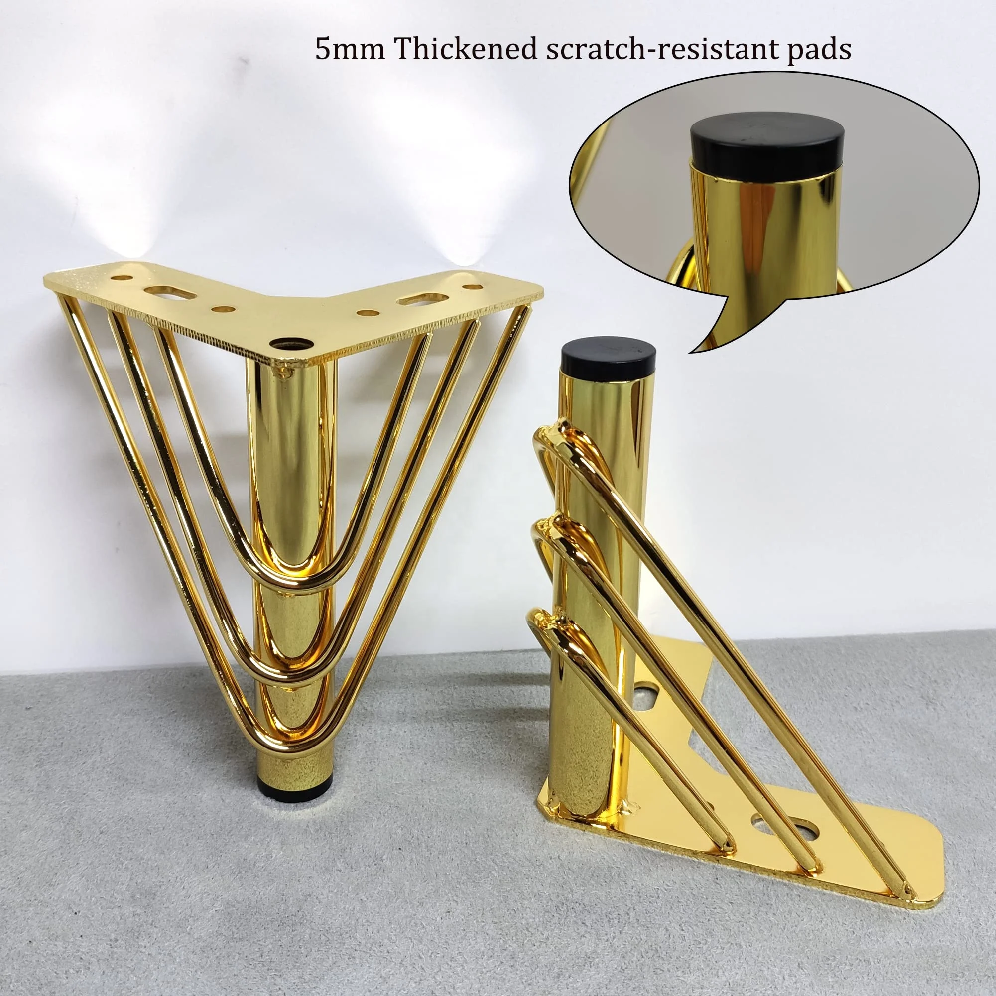 Gold Furniture Legs Set of 4 Heavy Duty Triangle Top Plate Feet for Sofa  Couches Dresser Cabinet with Rubber Floor Protectors