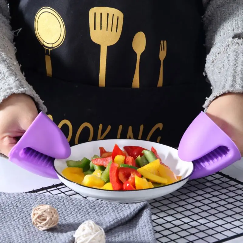 Easy to Clean Heat-Resistant Silicone Oven Mitts Printed Pot Holders and Anti Scald Gloves