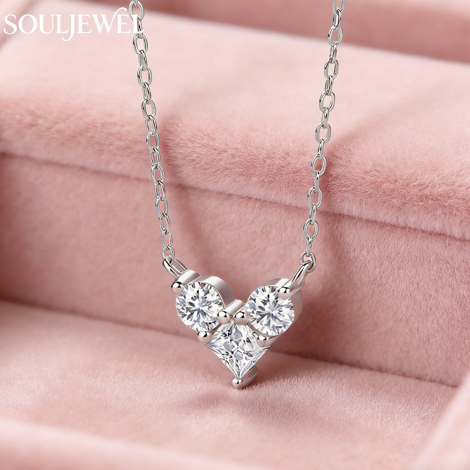 925 Silver Heart Moissanite Pendant Necklace