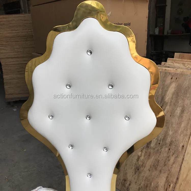 Мебель для отеля из нержавеющей стали, роскошный французский барочный белый золотой стул с высокой спинкой, королевский престол, свадебный стул из Китая