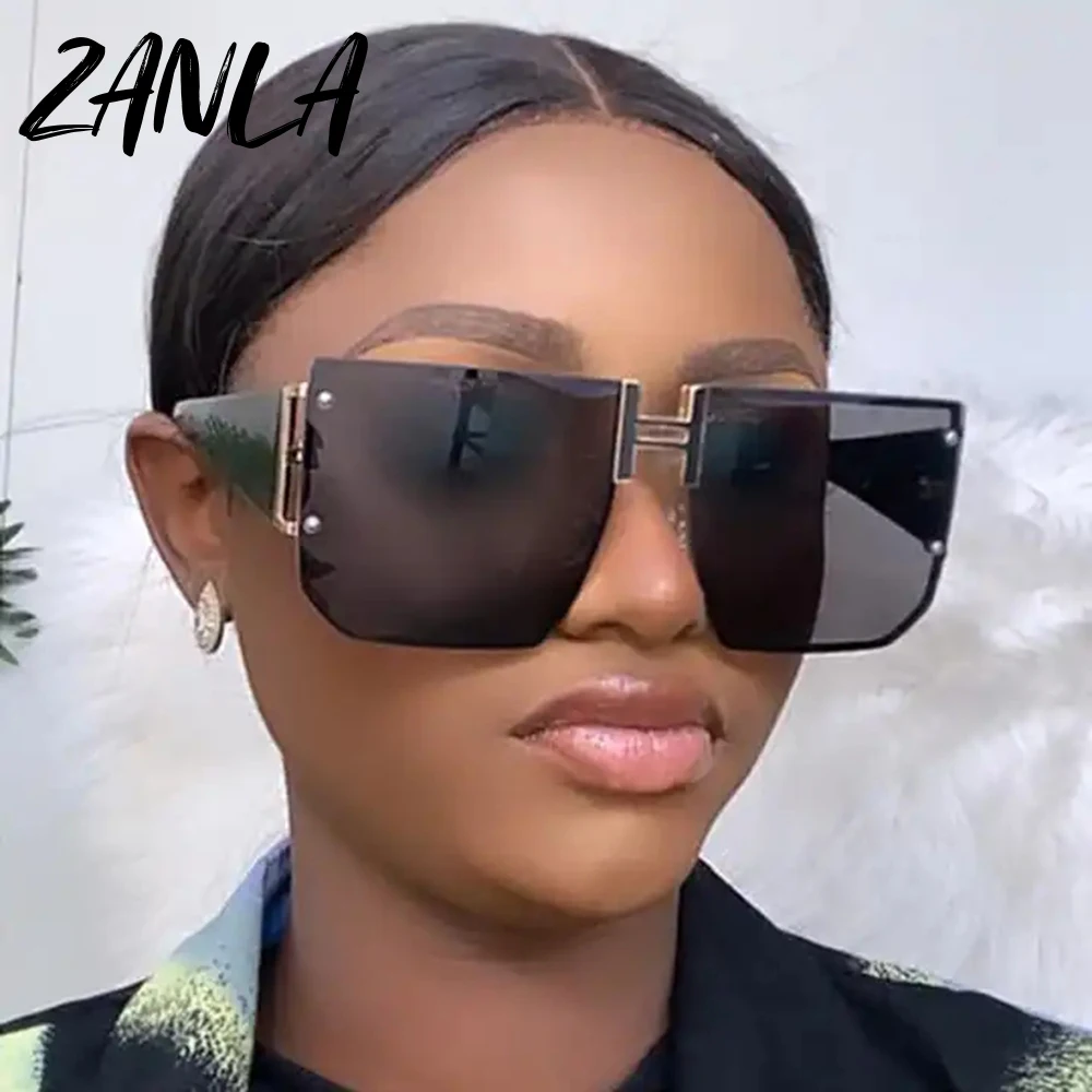 2023 Luxury Brand H Letter Rimless Oversized Sunglasses for  display picture 1